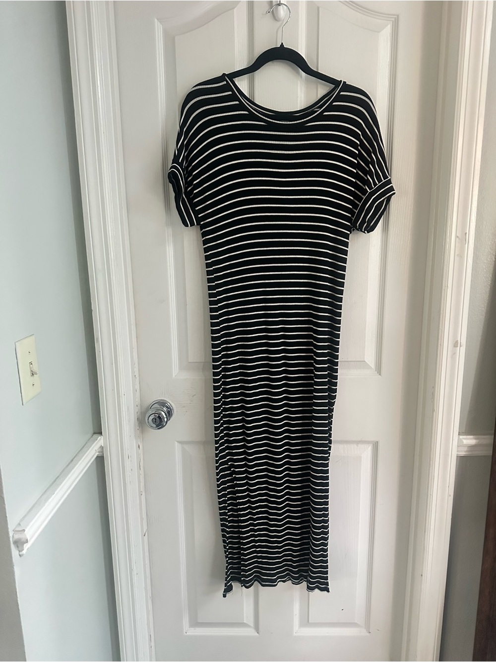 Carly Jean Los Angeles CJLA Black & White Striped Maxi Dress